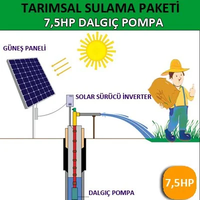 7,5HP DALGIÇ POMPA - GÜNEŞ ENERJİLİ TARIMSAL SULAMA SİSTEMİ